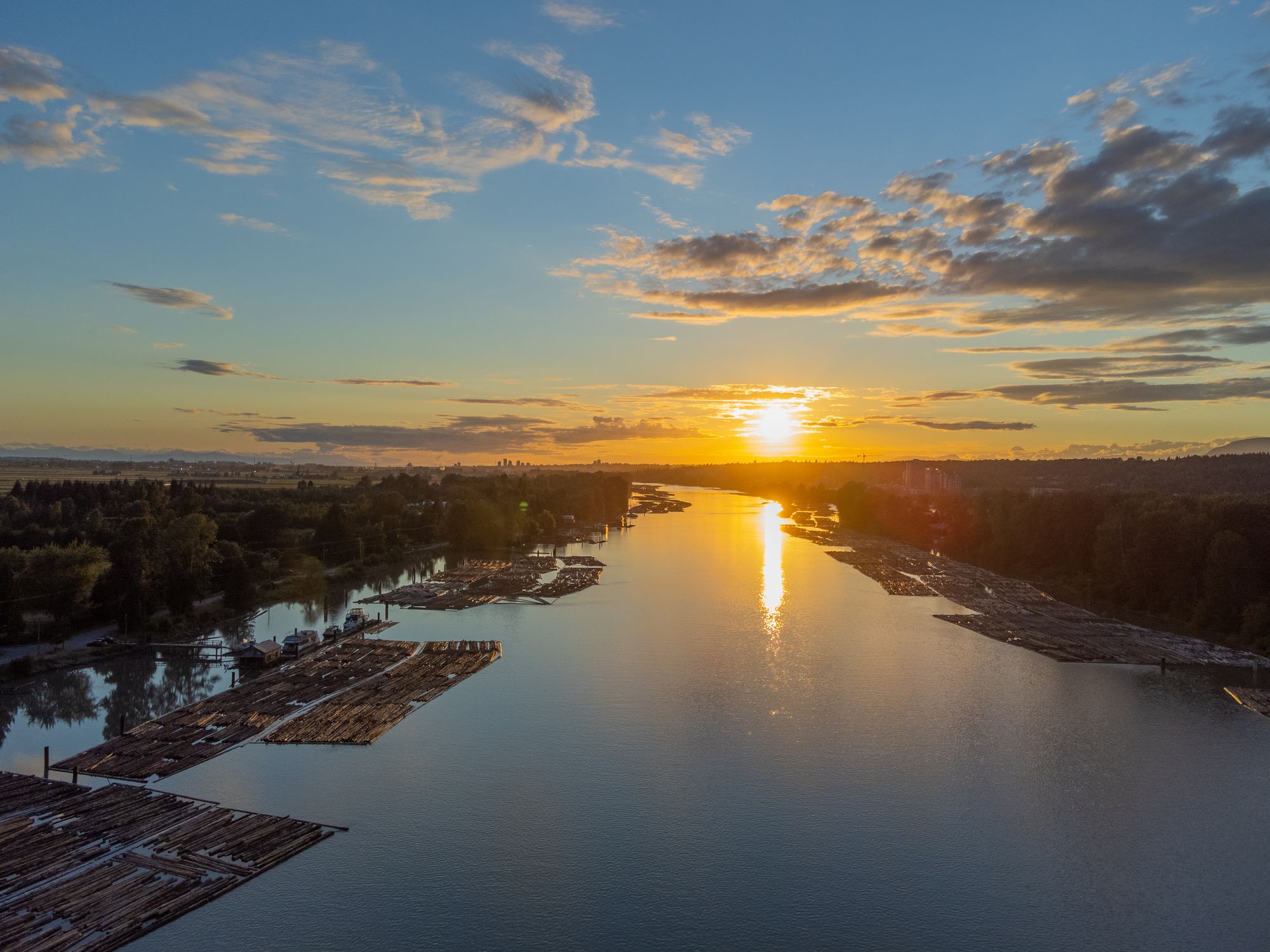 Sunset over a river