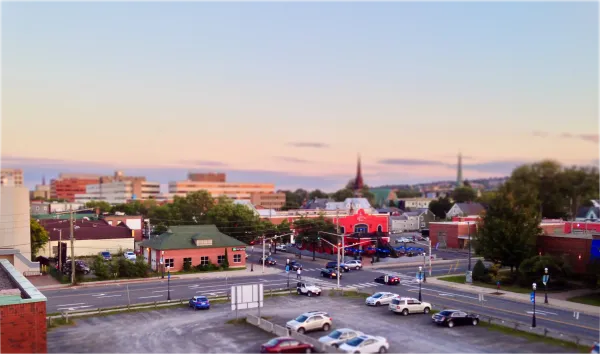 An east coast Canadian city displayed in tilt-shift.
